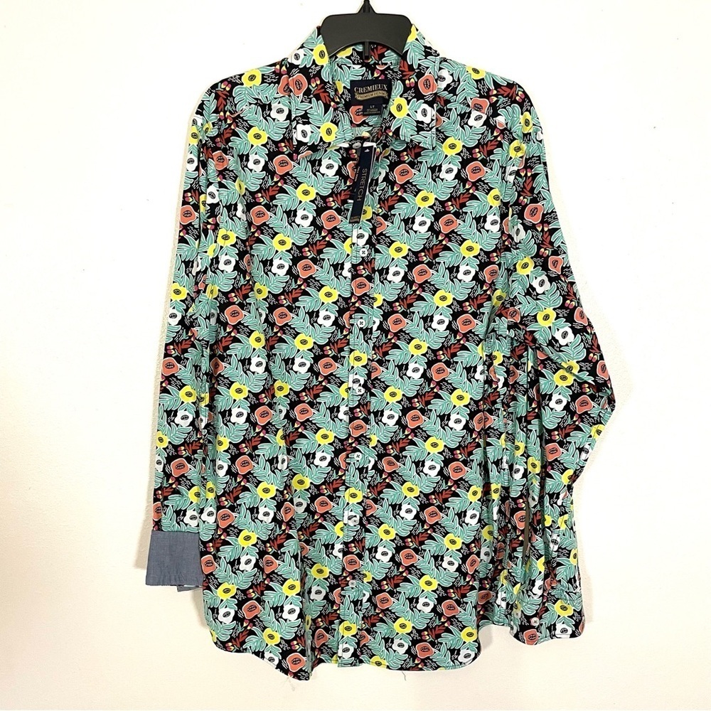 NEW Cremieux Premium Denim Mens LT TALL Green Floral Button Up Shirt Long Sleeve